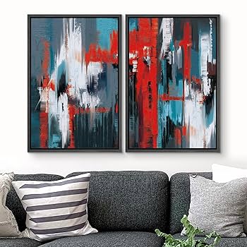 SIGNLEADER Canvas Print Wall Art Set Red Industrial